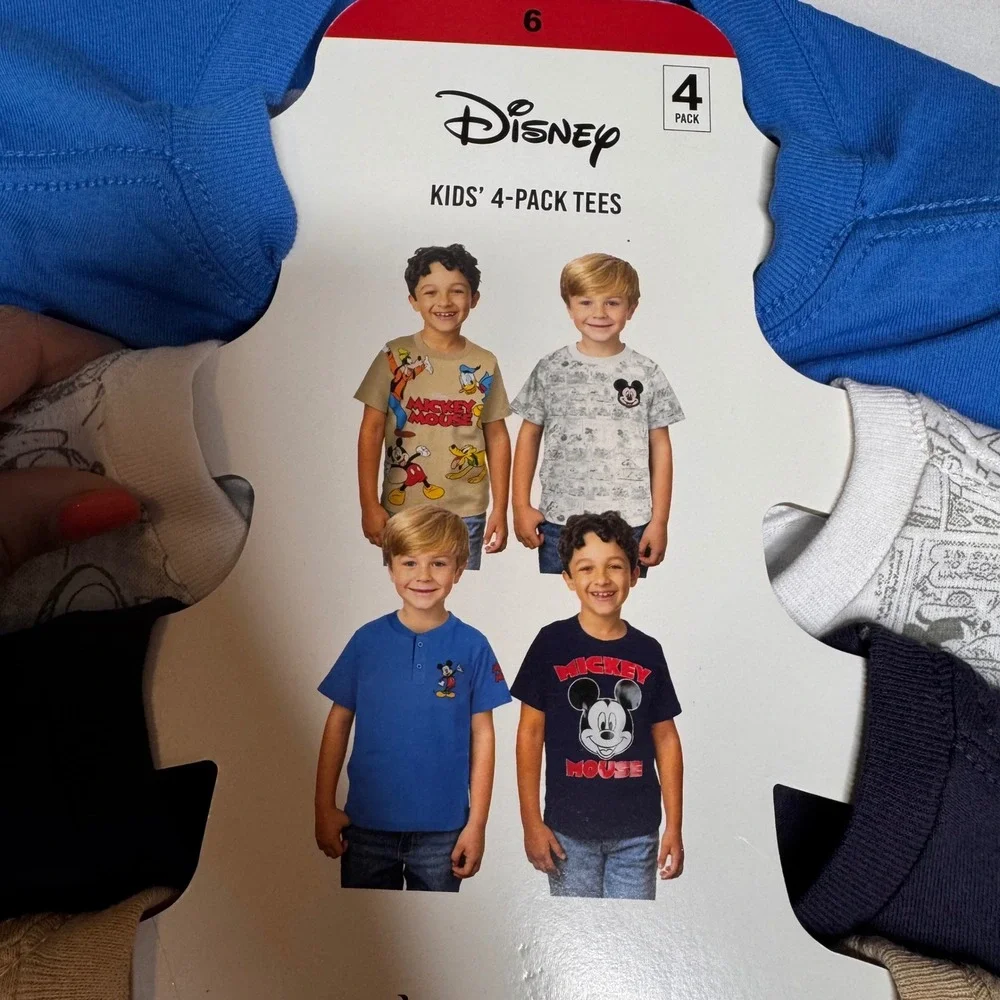 NWT Disney Mickey Mouse and Friends Kids 4-Pack Graphic Tees Boy's Size 6